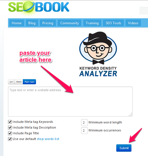 check keyword density - seo copywriting