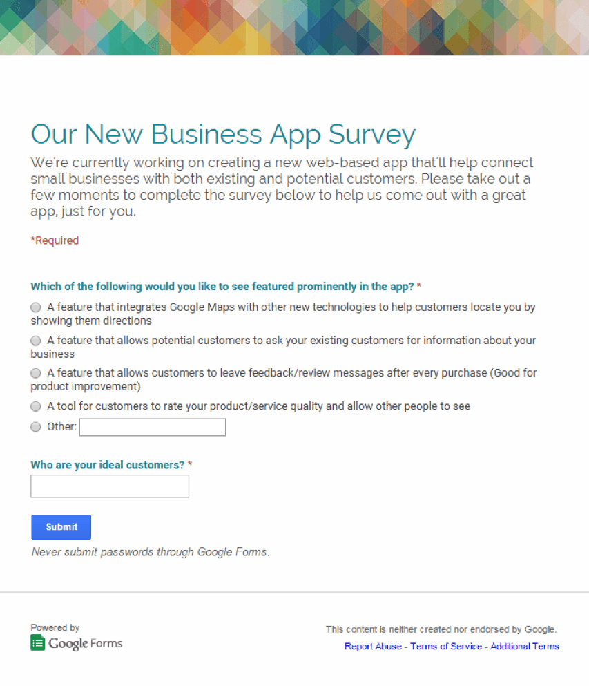 our new business app survey