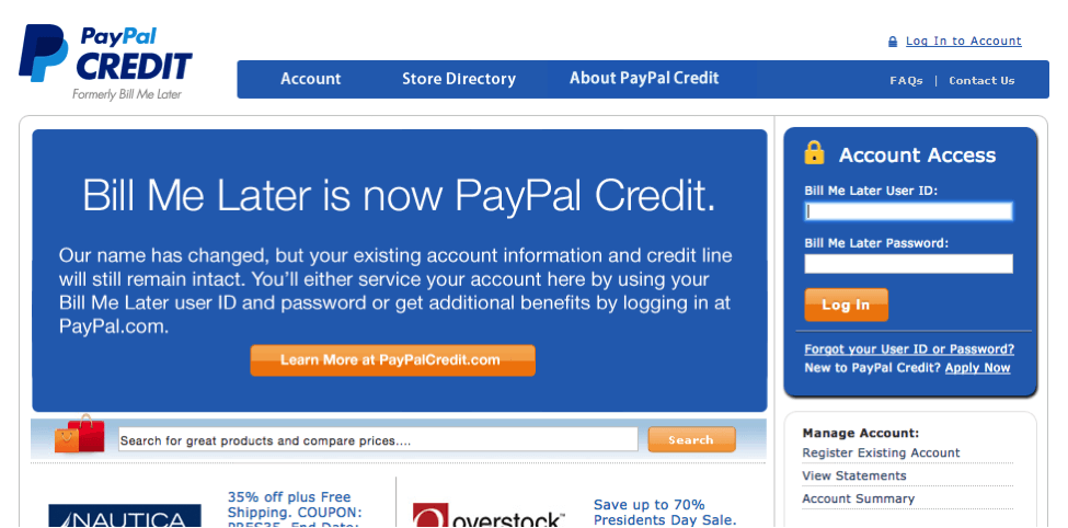 paypal credit screenshot