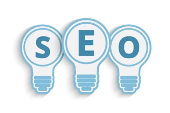 seo concept with bulb and gears