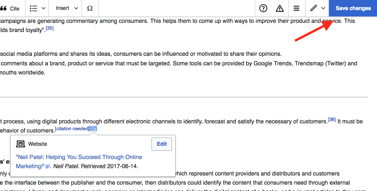 advanced SEO techniques save changes on wiki 