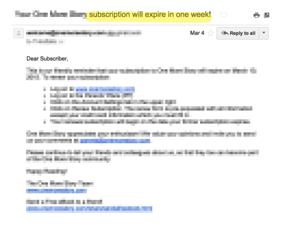 subscriptions will expire in 1 week