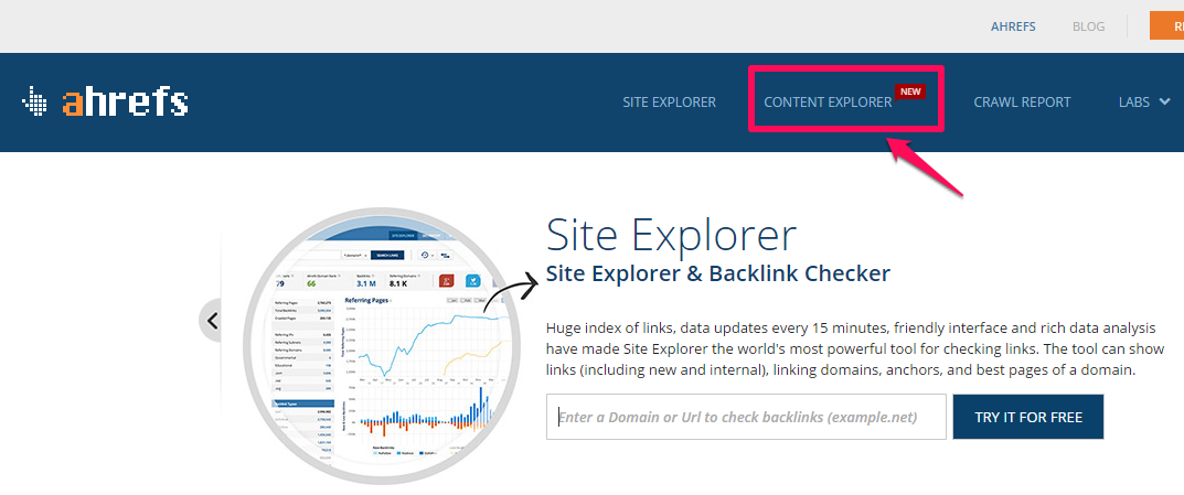 Content explorer. Link Indexing Tool.