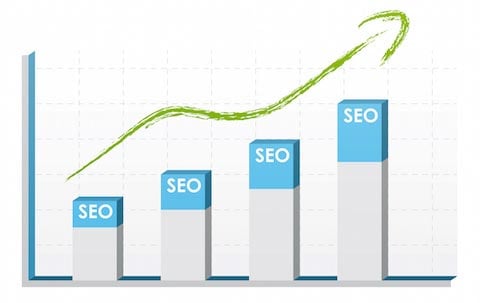 Business graph for seo with a green arrow going up