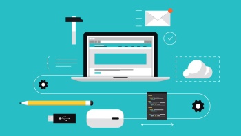 Website traffic optimization flat illustration