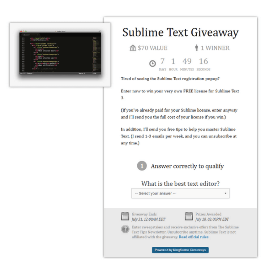 sublime text giveaway