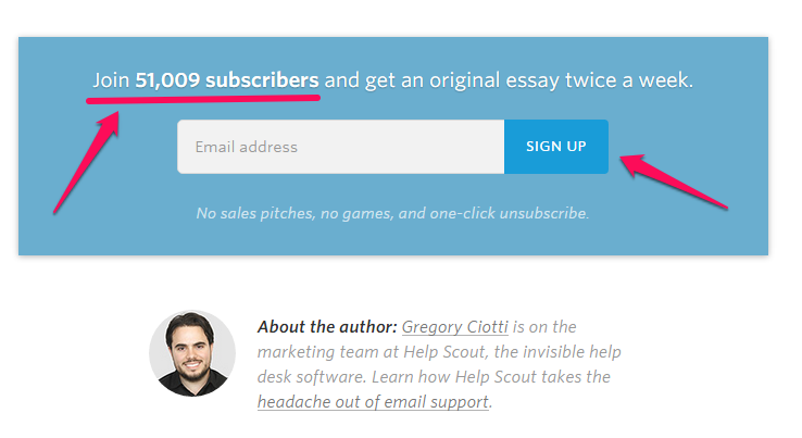 subscriber CTA example