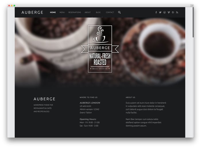 auberge free wordpress theme screenshot