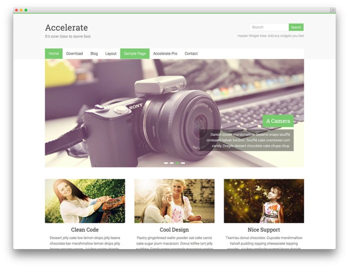 accelerate free wordpress theme