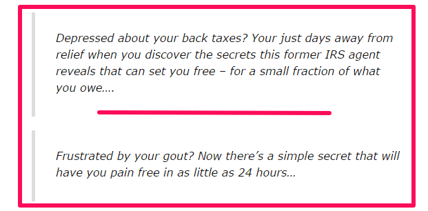 robert stover CTA article, agitated problem example