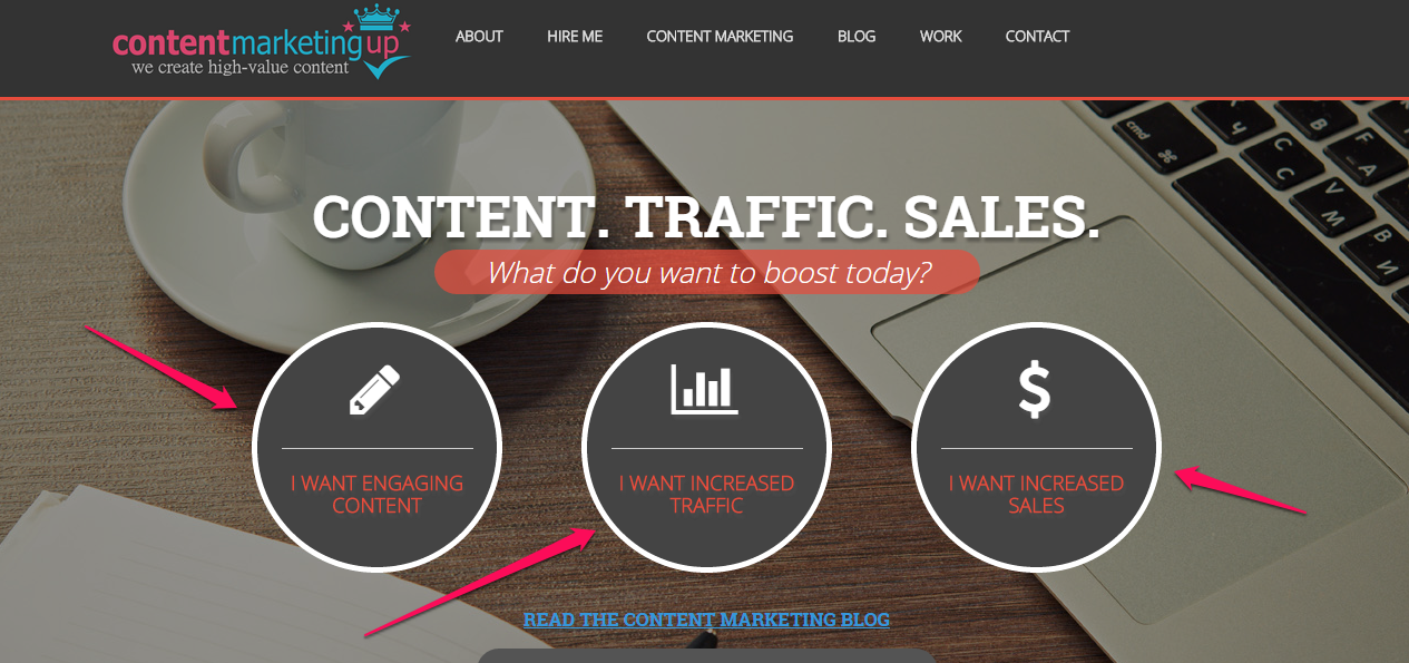 content marketing up example CTA