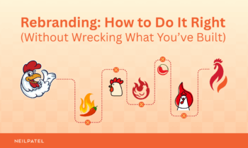 Illustration of different brand logos and text that reads "Rebranding: How to Do It Right (Without Wrecking What You’ve Built)."
