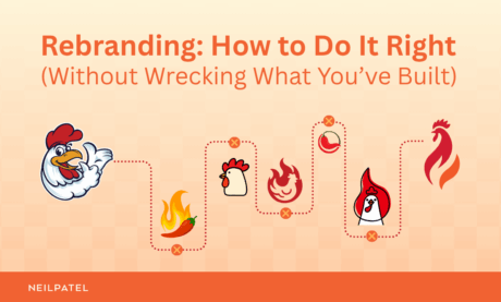 Illustration of different brand logos and text that reads "Rebranding: How to Do It Right (Without Wrecking What You’ve Built)."