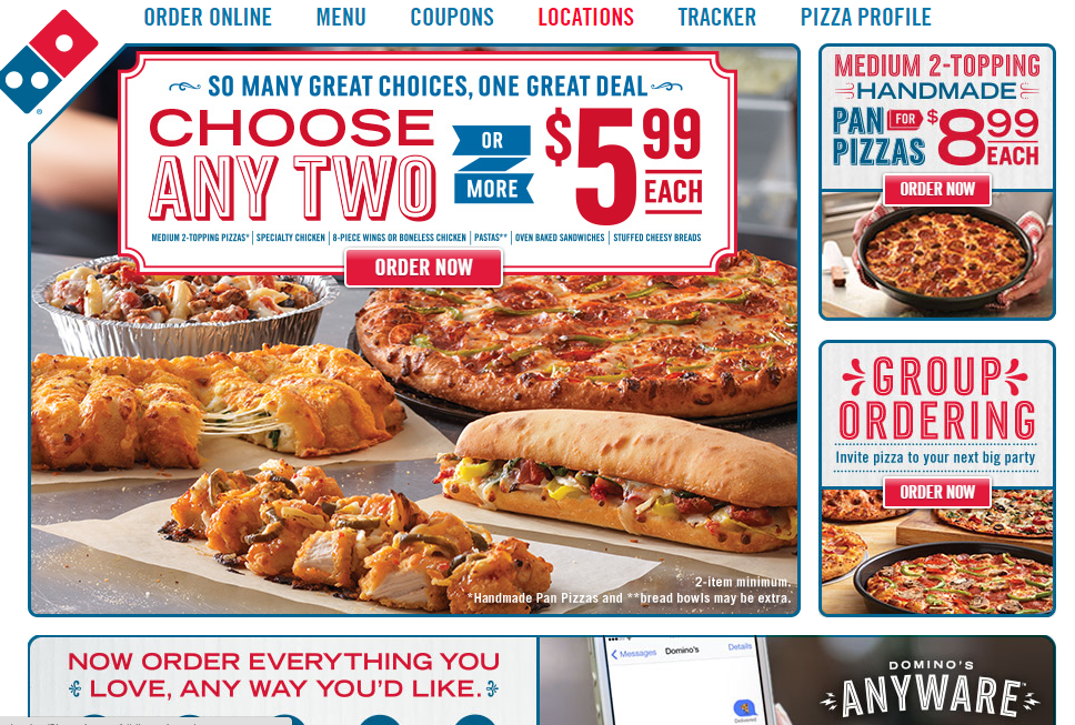 dominos pizza homepage