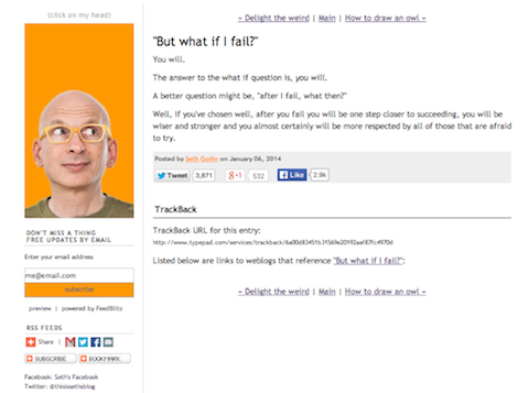 Seth Godin showcasing short form content