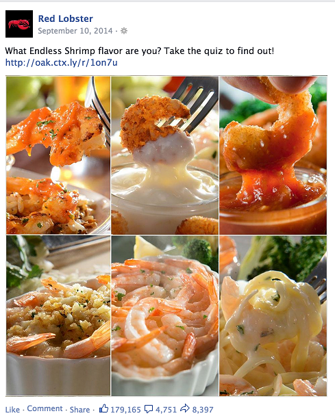 Red Lobster Quiz Facebook Ad