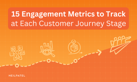 Illustration with text that reads "15 Engagement Metrics to Track at Each Customer Journey Stage."