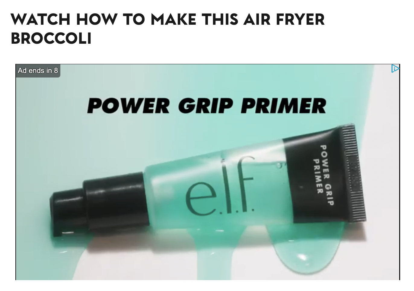 Pinch of Yum recipe page with an Elf makeup ad.