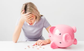 Woman having financial / money problems