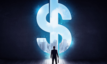 Businessman in front of a decision