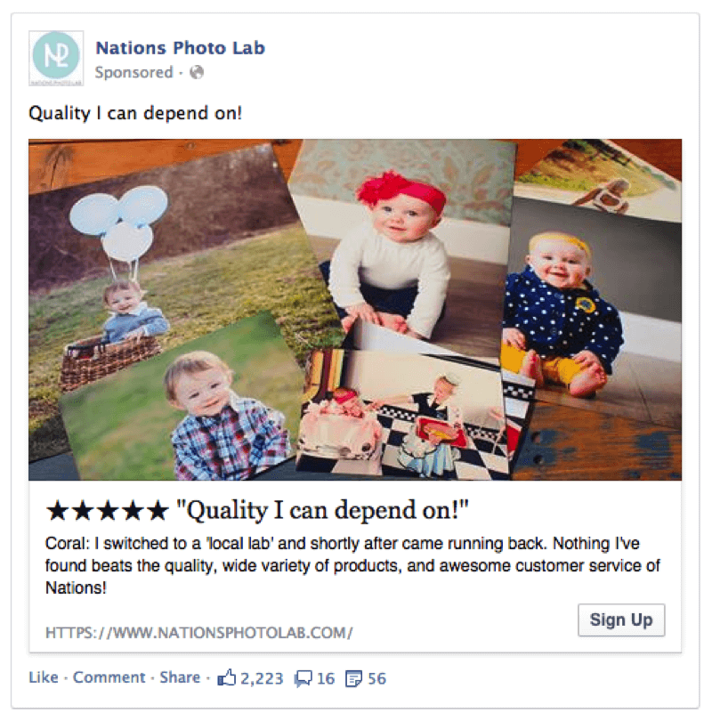 facebook ad copy strategies social proof example 
