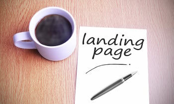 Coffee on the table with note writing landing page