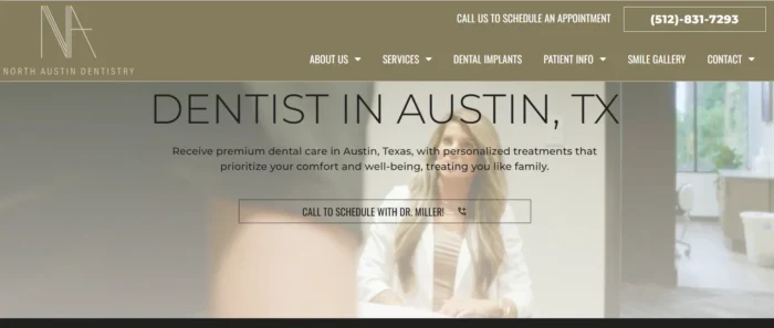 A landing page for an Austin dentist.