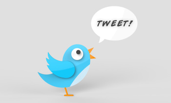Cute twitter bird tweeting a message.