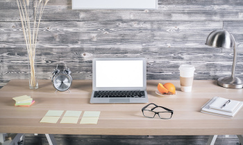 Creative designer desktop white laptop