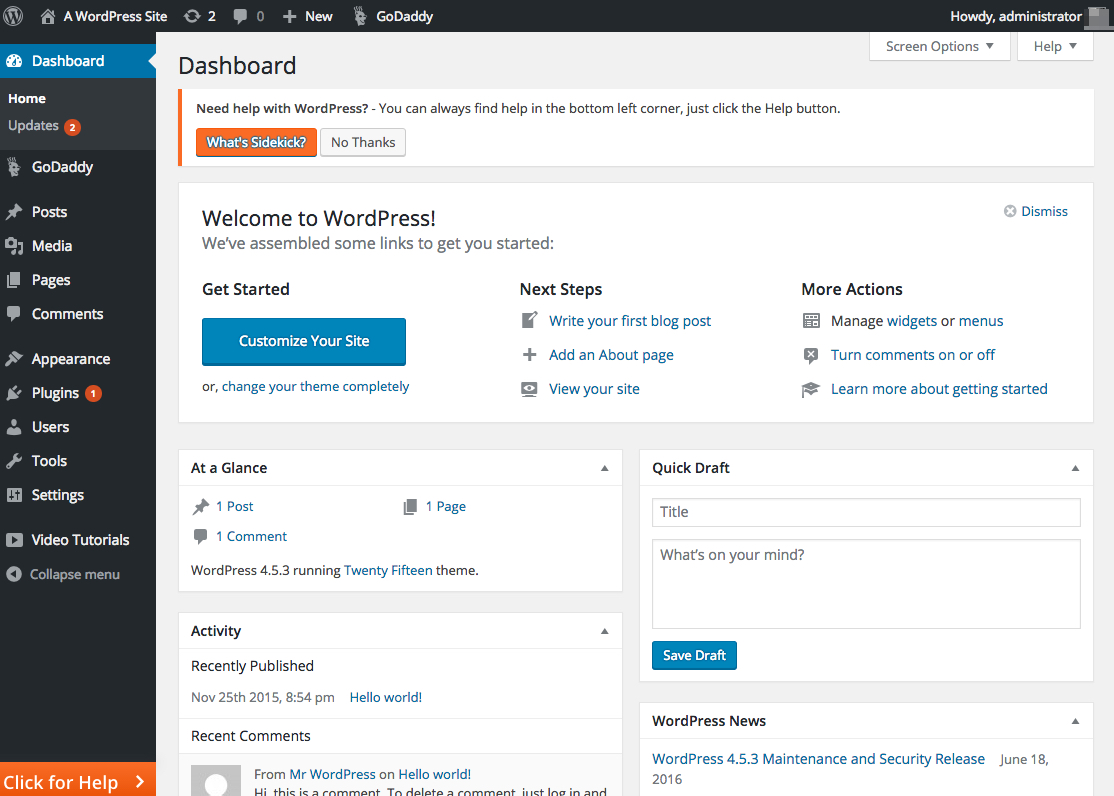 Backend du blog WordPress