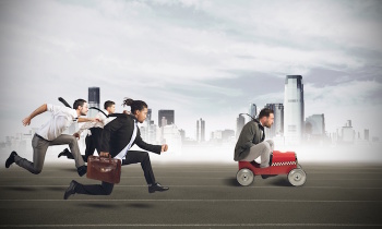 Businesspeople competing