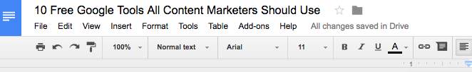 google tools use google doc for content marketing 