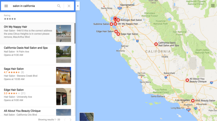 google maps marketing view of search 