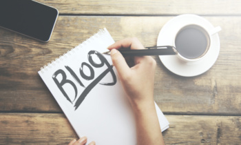 woman writing blog