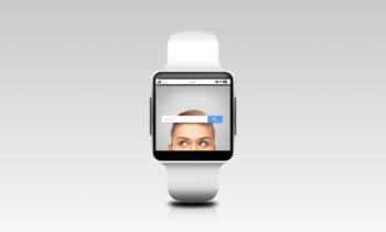 close up of smart watch with internet search bar