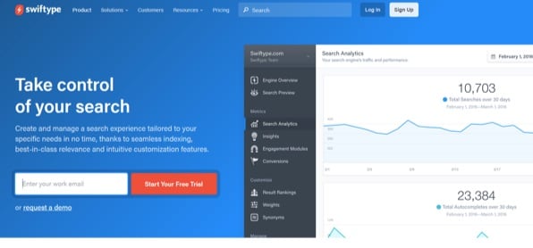 Swiftype Homepage 2017