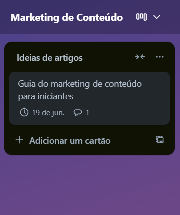como usar o trello: card data