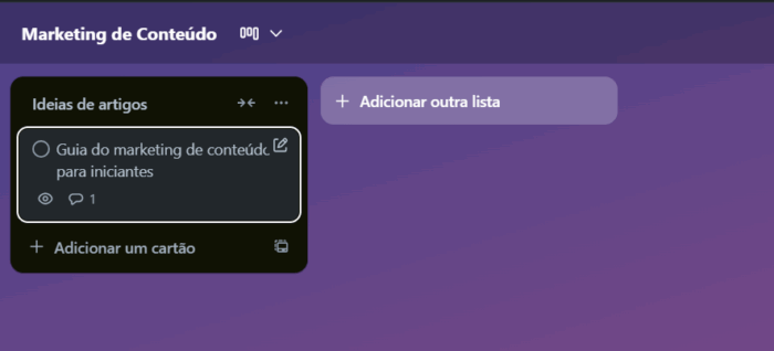 como usar o trello: card final com comentário