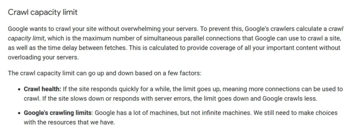 A screenshot of Google Developer resources explaining how Googlebot’s crawl capacity limit works 