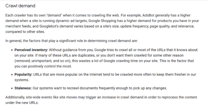 Google resources explaining how Googlebot’s crawl demand works 