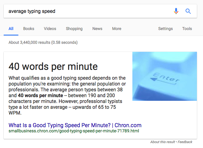 average typist speed