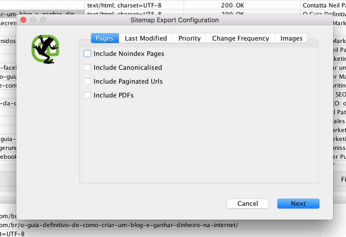 choose pages to included in XML sitemap