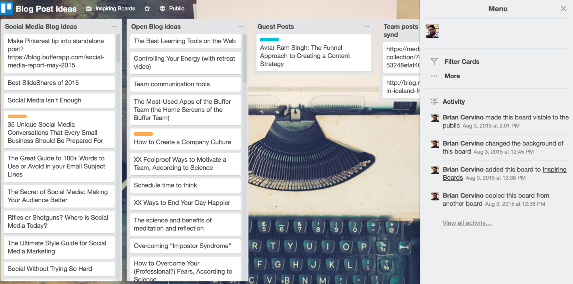 Unique Trello boards for writers — how to organize your craft