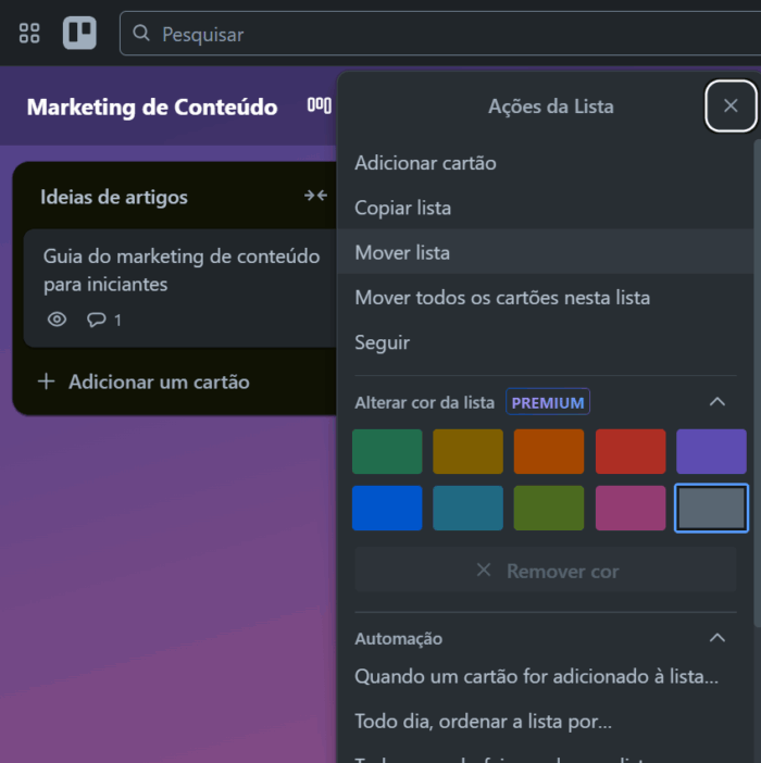 como usar o trello: mover lista para outro quadro