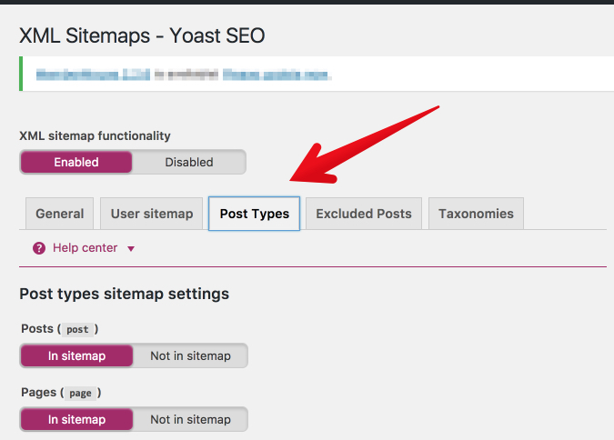 postar tipos na ferramenta yoast para sitemap