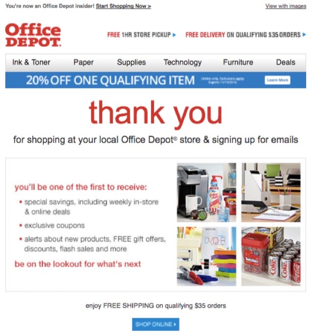 office-depot-welcome-email
