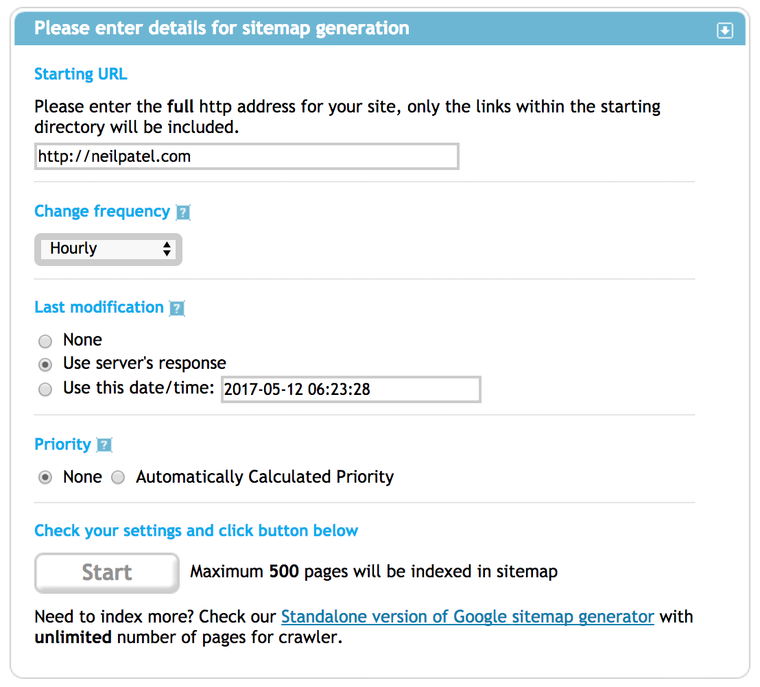 sitemap tool index website