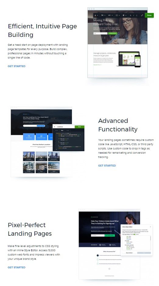 instapage below the fold landing page
