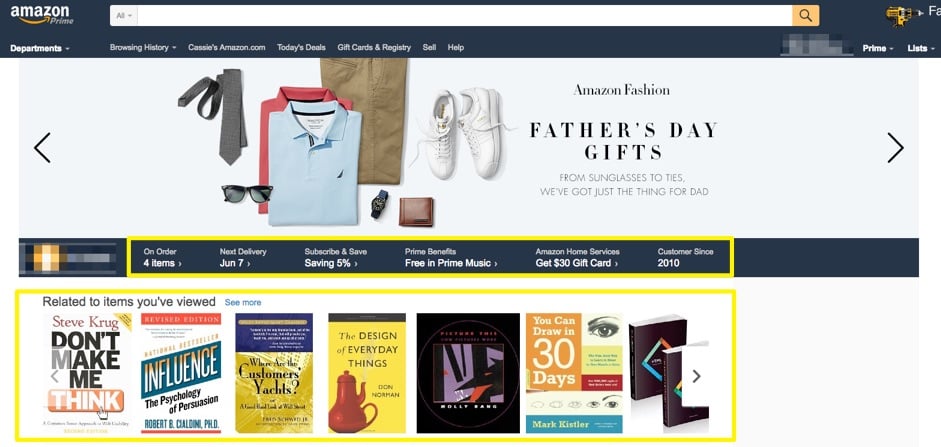 amazon suggested selling from homepage