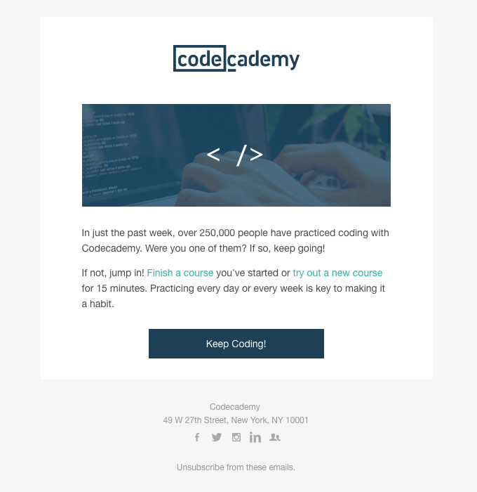 codecademy follow up email